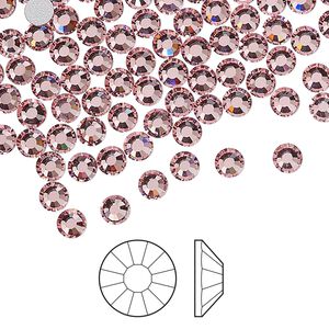 Flat back 1440pk light rose foil back, Preciosa Viva 12® Czech crystal rhinestone 3.8-4mm chaton rose round SS16