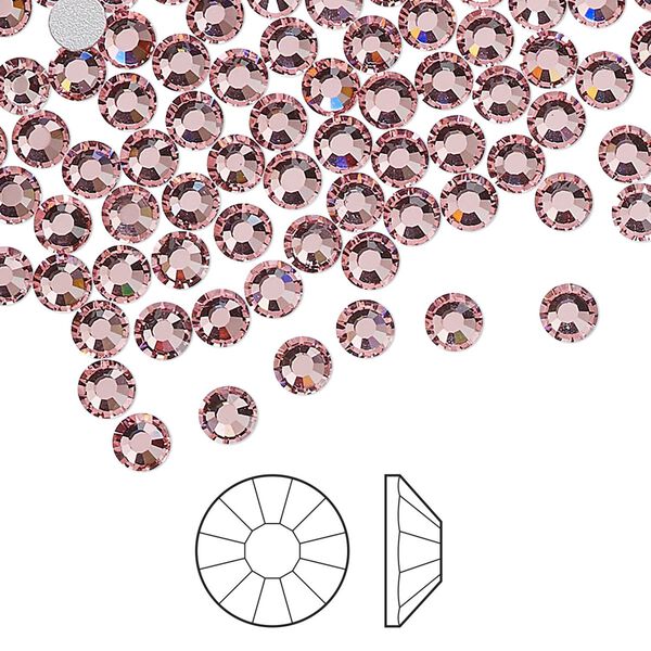 Flat back 1440pk light rose foil back, Preciosa Viva 12® Czech crystal rhinestone 3.8-4mm chaton rose round SS16 image number 0