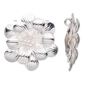 Pendant, Hill Tribes, silver-plated copper, 36x32mm flower with hidden bail. Sold individually.