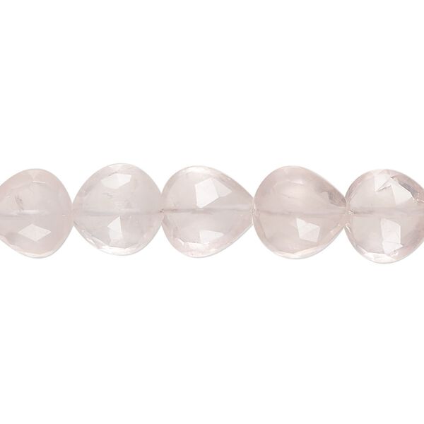 Rose quartz 1pkg1, hand-cut faceted puffed teardrop bead natural 7 inch 8x8mm-11x10mm image number 0