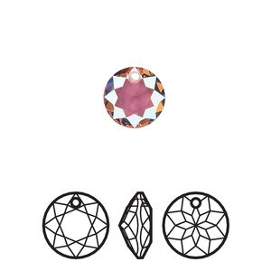 Drop 2pk light rose shimmer, Crystal Passions® 10mm pendant classic cut 6430