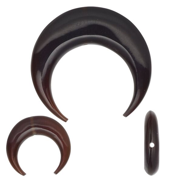 Bead, black pen shell (natural), 31 x 29mm and 17 x 16mm hand-cut naja, Mohs hardness 3-1/2. Sold per 3-piece set. image number 0