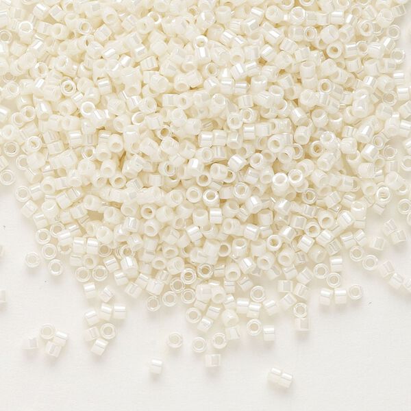 Seed bead, Delica®, glass, pkg/50g, #11 round, opaque glazed luster cream (DB-0203). image number 0