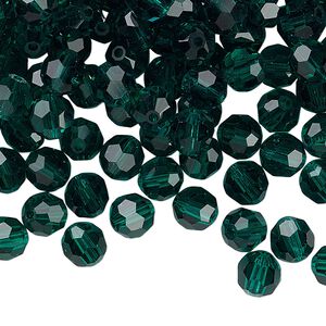 Bead 24pk emerald, Preciosa Czech crystal 6mm round