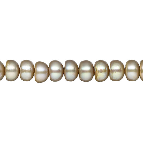 Pearl, cultured freshwater (dyed), satin sand, 6-7mm button, C+ grade, Mohs hardness 2-1/2 to 4. Sold per 15-inch strand. image number 0