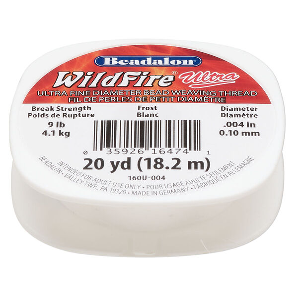 Thread, WildFire™ Ultra, polyester, frost, size 0.1 weaving thickness. Sold per 20-yard spool. image number 0