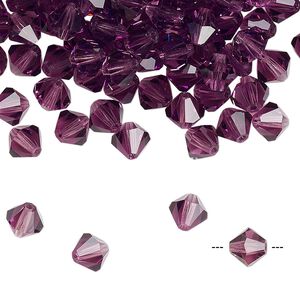 Bead 144pk amethyst, Preciosa Czech crystal 6mm bicone