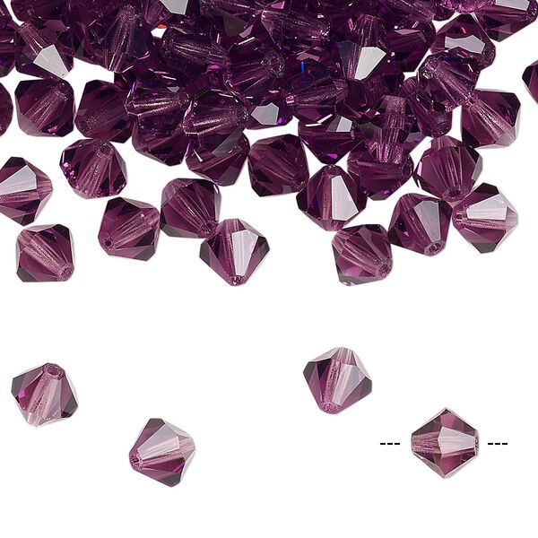 Bead 144pk amethyst, Preciosa Czech crystal 6mm bicone image number 0