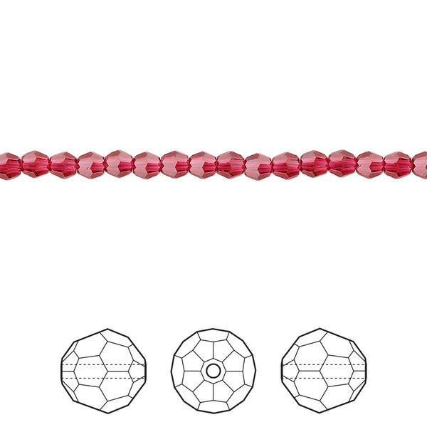 Bead 12pk scarlet, Crystal Passions® 3mm round 5000 image number 0
