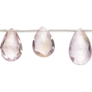 Ametrine 1pkg13, hand-cut top-drilled faceted puffed teardrop bead 14x10mm-19x12mm