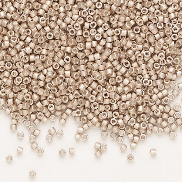 Seed bead, Delica®, glass, pkg/50g, #11 round, opaque semi-matte galvanized light smoky amethyst (DB-1158). image number 0