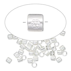 Bead, Hill Tribes, silver-plated copper, 3mm round tube with flower design. Sold per pkg of 50.