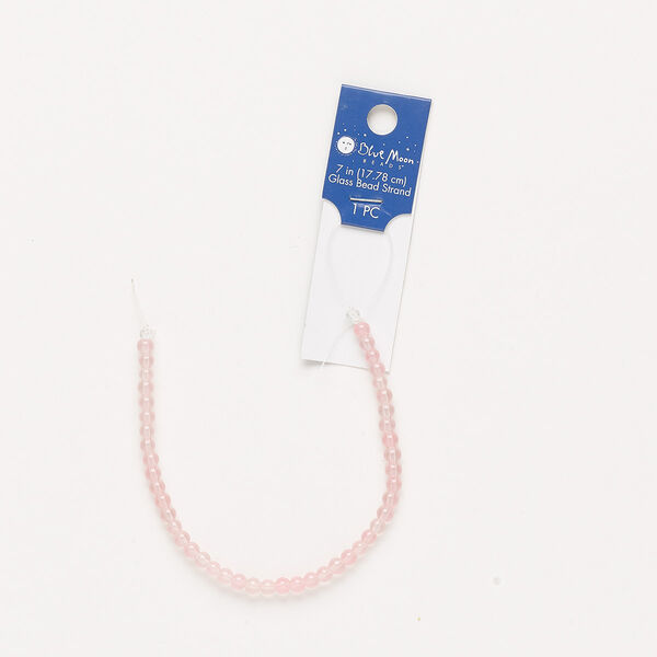Bead, glass, translucent pink, 4-5mm uneven round. Sold per 7-inch strand. image number 0