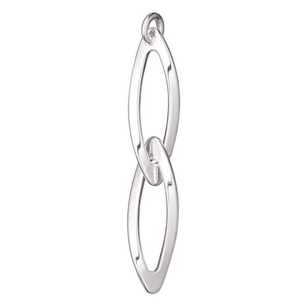 Focal, silver-plated steel, 42x7mm double marquise. Sold per pkg of 4. image number 0