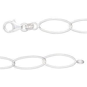 Sterling silver 1pkg1, oval chain 16 inch 8mm