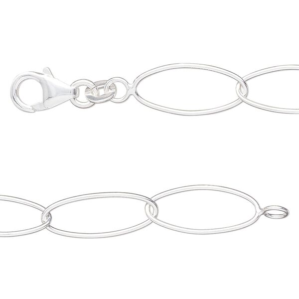 Sterling silver 1pkg1, oval chain 16 inch 8mm image number 0