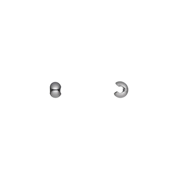 Crimp cover, gunmetal-plated brass, 3mm round. Sold per pkg of 500. image number 0