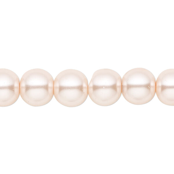 Bead, crystal pearl, medium pink, 10mm round. Sold per pkg of (2) 15-1/2" to 16" strands, approximately 80 beads. image number 0