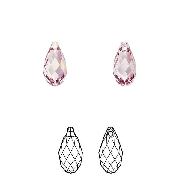 Briolette 144pk dark rose, Swarovski® 11x5.5mm pendant drop 6010 image number 0