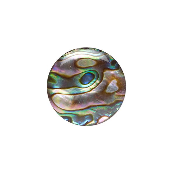 Cabochon, paua shell (coated / assembled), 20mm calibrated round, Mohs hardness 3-1/2. Sold per pkg of 2. image number 0