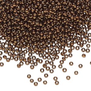 Seed bead, Preciosa Ornela Czech glass, pkg/50g, #11 rocaille, opaque bronze iris dark topaz, (19102).
