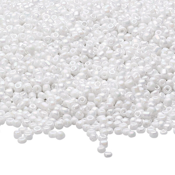 Seed bead, Ming Tree™, glass, pkg/1 pound, #11 round, opaque rainbow white. image number 0