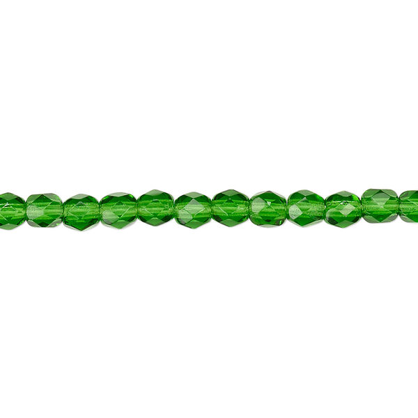 Bead, Czech fire-polished glass, emerald green, 4mm faceted round. Sold per pkg of 1,200 (1 mass). image number 0