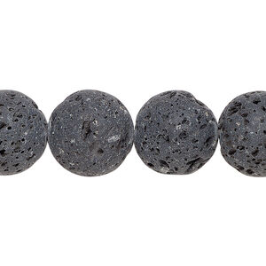 Lava rock 1pkg1, round bead 15.5-16 inch 14mm