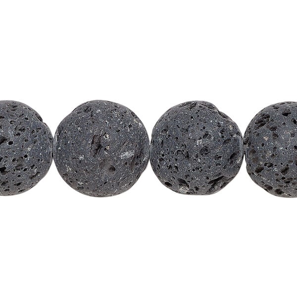 Lava rock 1pkg1, round bead 15.5-16 inch 14mm image number 0