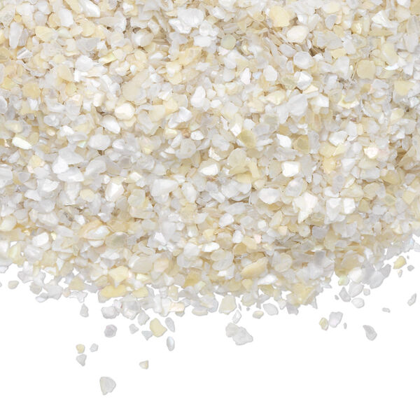 Inlay chip, mother-of-pearl shell (natural), white, mini undrilled chip, Mohs hardness 3-1/2. Sold per 1-ounce pkg. image number 0