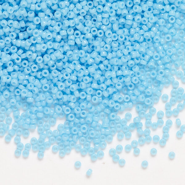Seed bead, Miyuki, glass, pkg/250g, #15 rocaille, opaque turquoise blue (RR-413). image number 0