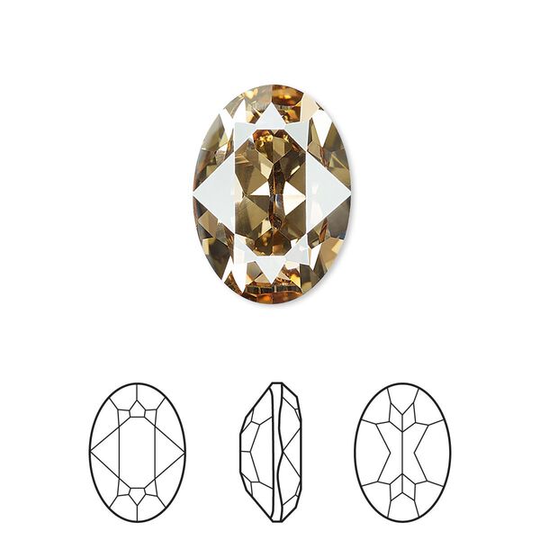 Fancy stone 6pk crystal golden shadow foil back, Crystal Passions® 18x13mm oval 4120 image number 0