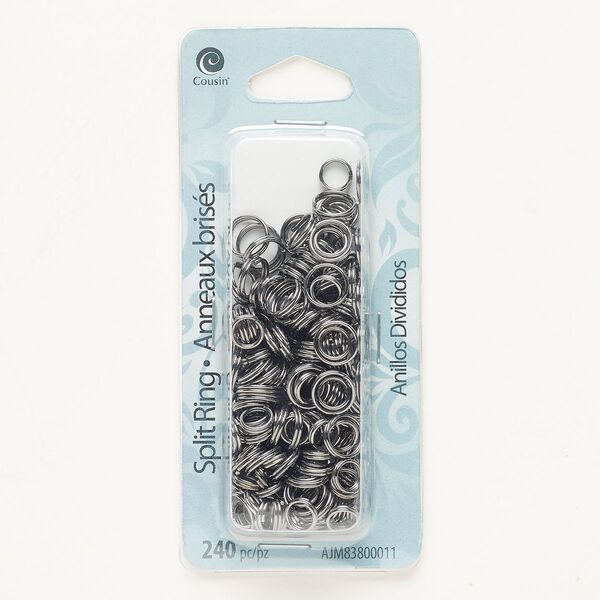 Split ring mix, steel, pkg/240, gunmetal finish, 6mm and 8mm round. image number 0