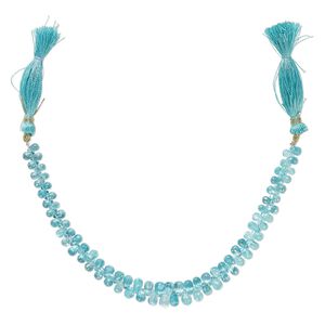 Apatite 1pkg1, hand-cut top-drilled faceted briolette bead natural , 8 inch graduated 6x4mm-7x5mm