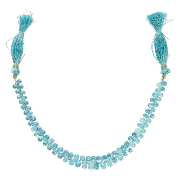Apatite 1pkg1, hand-cut top-drilled faceted briolette bead natural , 8 inch graduated 6x4mm-7x5mm image number 0