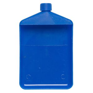 Funnel tray, plastic, blue, 4-1/4 x 3-1/2 inch rectangle with 9.5mm funnel tube with twist-off cap. Sold individually.