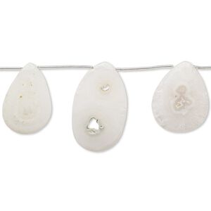 Moss druzy agate 1pkg5, hand-cut top-drilled flat teardrop bead natural 28x19mm-38x24mm