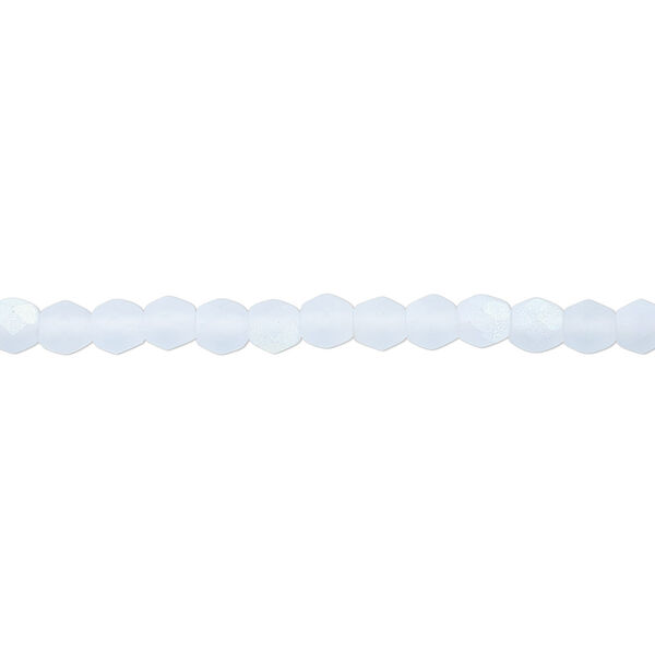 Bead, Czech fire-polished glass, matte ice blue AB, 4mm faceted round. Sold per pkg of 1,200 (1 mass). image number 0