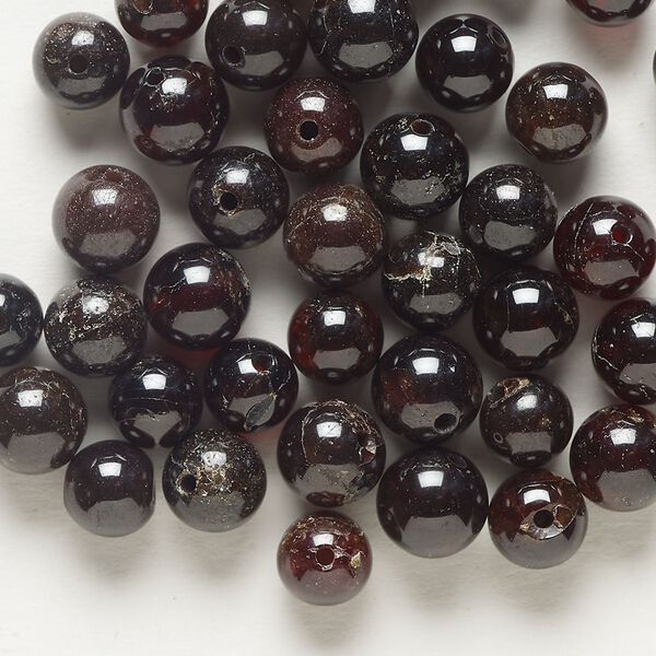 Bead 1pkg1 garnet, 6.5-7.5mm round C grade, 1 ounce dyed image number 0