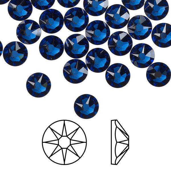 Flat back 144pk dark sapphire foil back, Crystal Passions® Regenerated 6.32-6.5mm rose round SS30 2088 image number 0