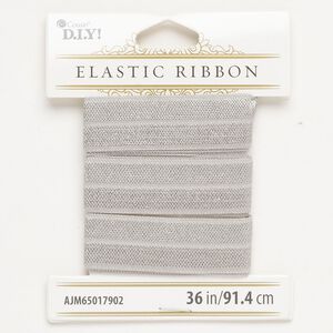 Ribbon 1pkg1 elastic, grey, 15-16mm flat, 36-inch section.