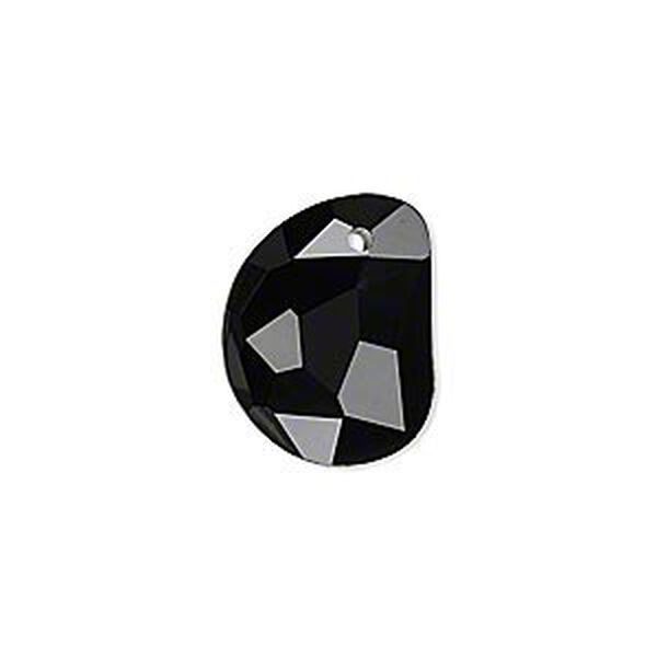 Drop, glass, black, 18x14mm faceted 3/4 moon. Sold per pkg of 2. image number 0