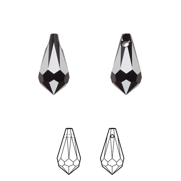 Drop 24pk jet, Crystal Passions® 15x7.5mm pendant teardrop 6000 image number 0