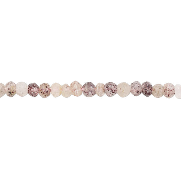 Bead, lodolite (dyed), pink, 3x3mm-4x3mm hand-cut faceted rondelle, C grade, Mohs hardness 7. Sold per 13-inch strand. image number 0