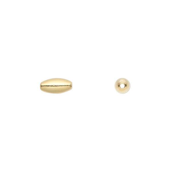 Bead, gold-plated brass, 8x4mm oval. Sold per pkg of 100. image number 0