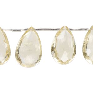Citrine 1pkg13, hand-cut top-drilled faceted puffed teardrop bead graduated 14x11mm-21x13mm