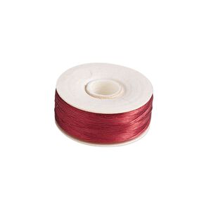 Thread, Nymo®, nylon, red, size OO. Sold per 110-yard bobbin.