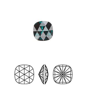 Fancy stone 2pk emerald foil back, Crystal Passions® 10mm rose cut cushion 4471