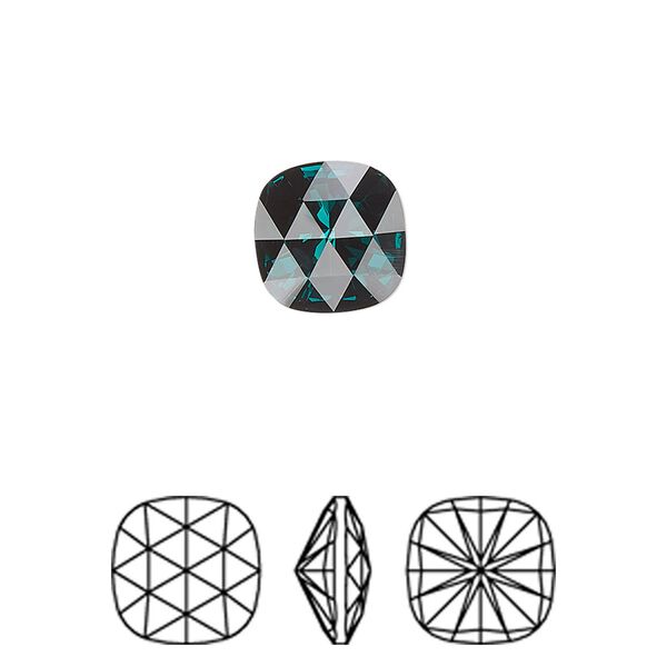 Fancy stone 2pk emerald foil back, Crystal Passions® 10mm rose cut cushion 4471 image number 0