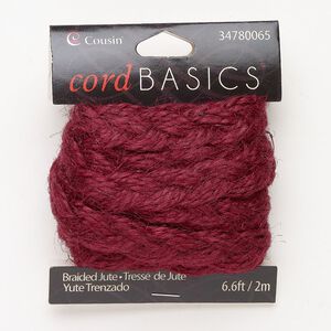 Jute 1pkg1, flat braided cord maroon 2m 2mm